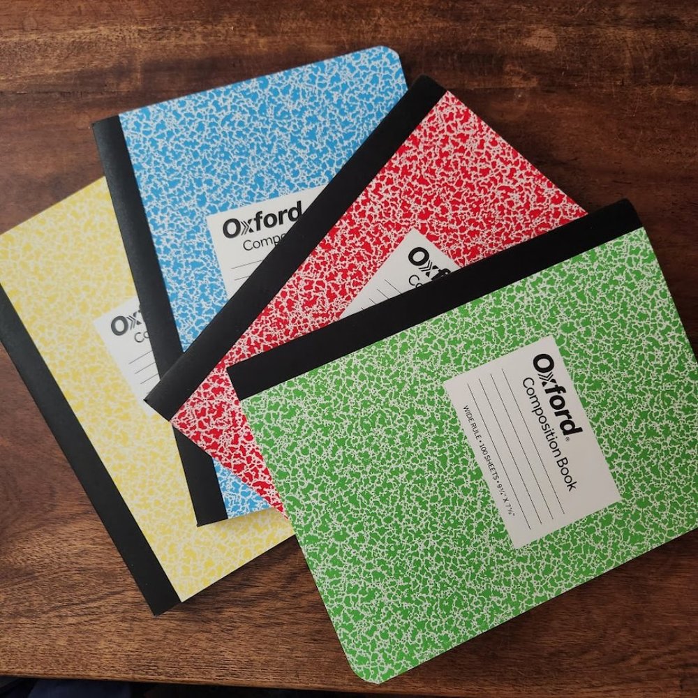 NEW 4 Oxford Composition Notebooks 4 Pack Wide Ruled Paper 100 Sheets 9-3/4 x 7-